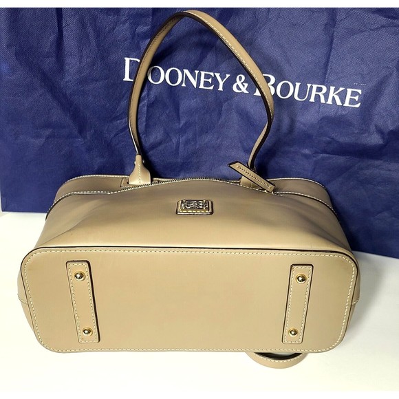 Dooney & Bourke Beacon Zip Tote Taupe Smooth Leather Carryall Shopper Zipper - Picture 6 of 16
